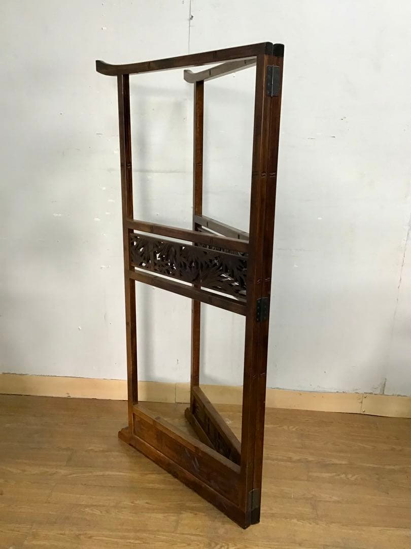 よかじー☆管218☆珍品☆軽井沢彫☆衣桁☆着物ハンガー☆竹模様