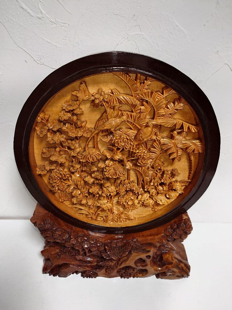 木製 木彫 彫刻 雉 キジ きじ アンティーク インテリア雑貨 縁起物 置物