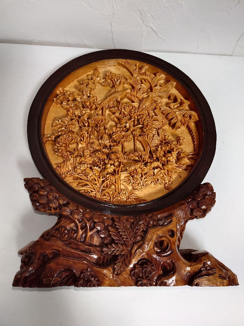 木製 木彫 彫刻 雉 キジ きじ アンティーク インテリア雑貨 縁起物 置物