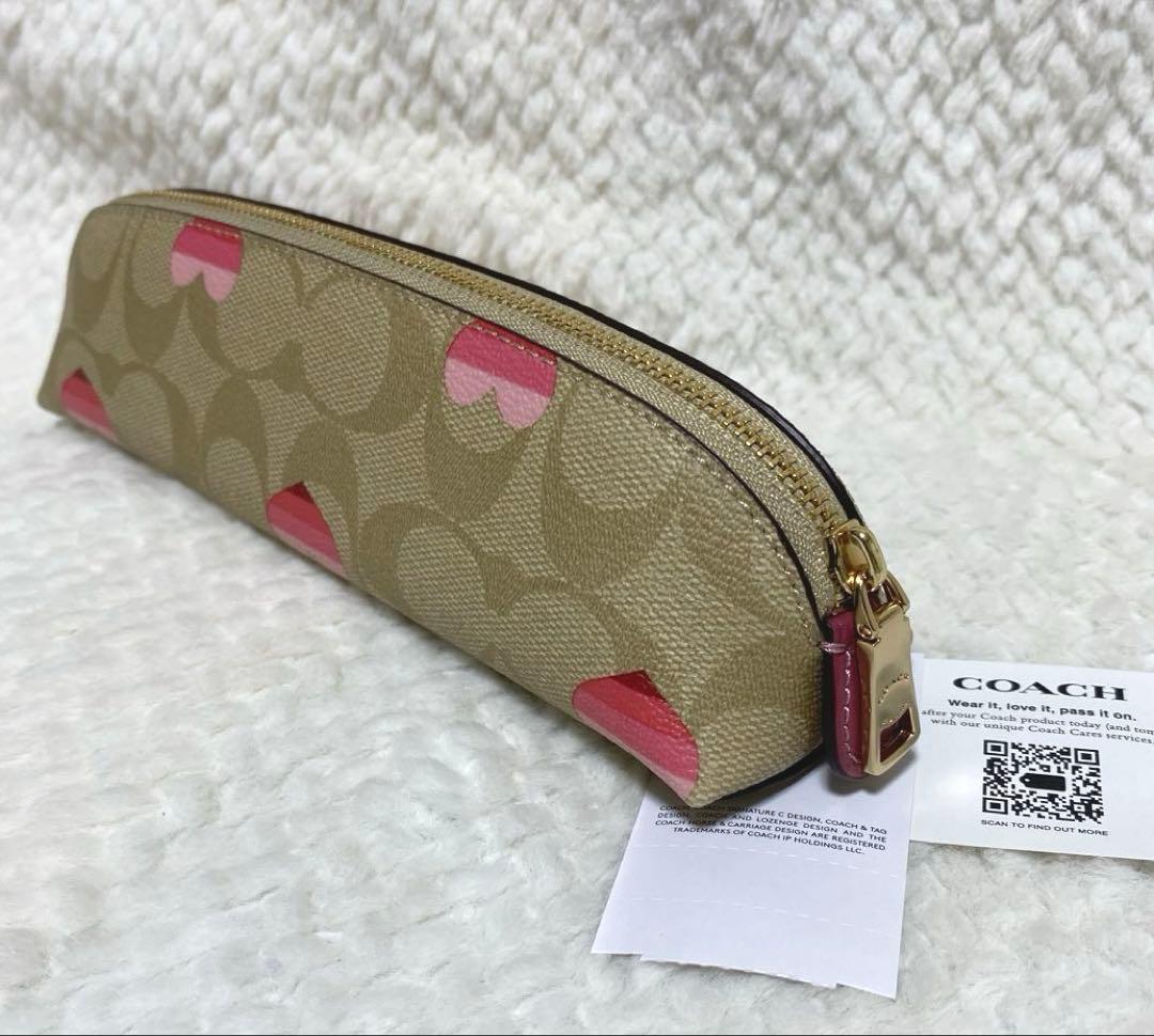 ミント様 未使用】コーチ COACH シグネチャー ハートプリント ペンケース