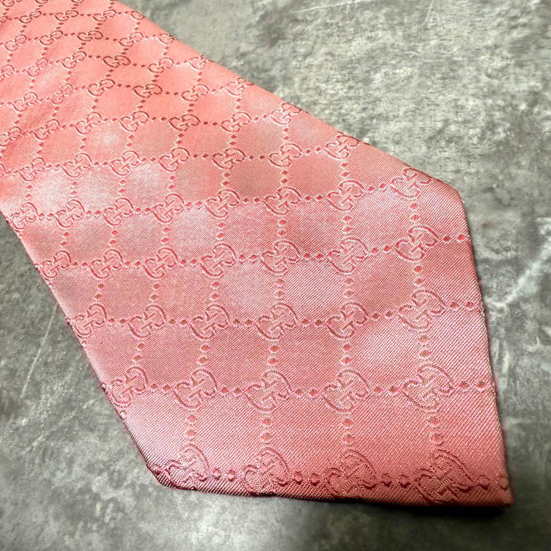 【✨美品✨】GUCCI グッチ ネクタイ ピンク インターロッキング GG 桜色