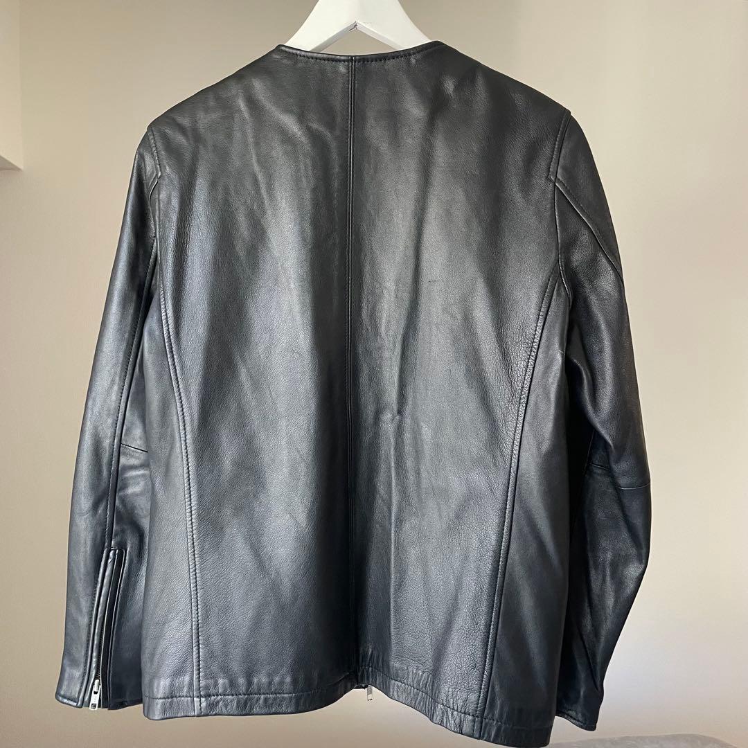 HARE シングルライダース ノーカラー レザージャケット 黒 S 未使用級