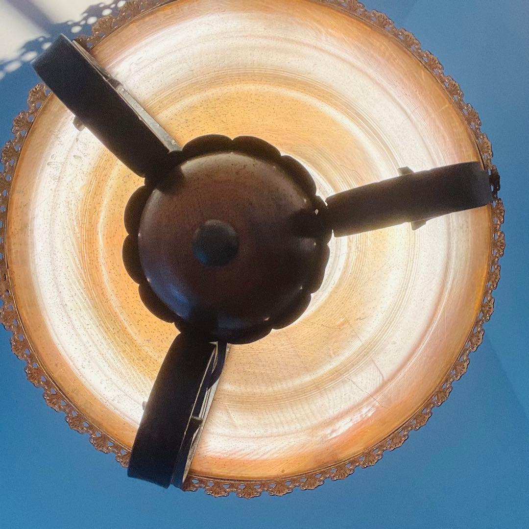 アンティーク 吊り下げランプ アイアン照明 レトロガラスペンダントランプ灯 電傘