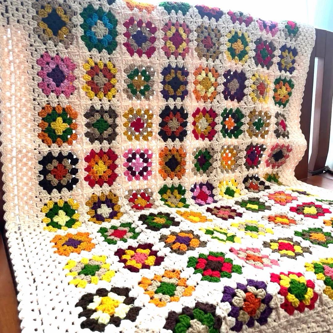 グラニースクエア ❤️カラフル可愛いブランケット