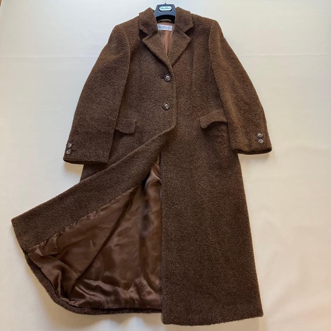 マックスマーラ アルパカ ウール マキシ チェスターコート 丈117