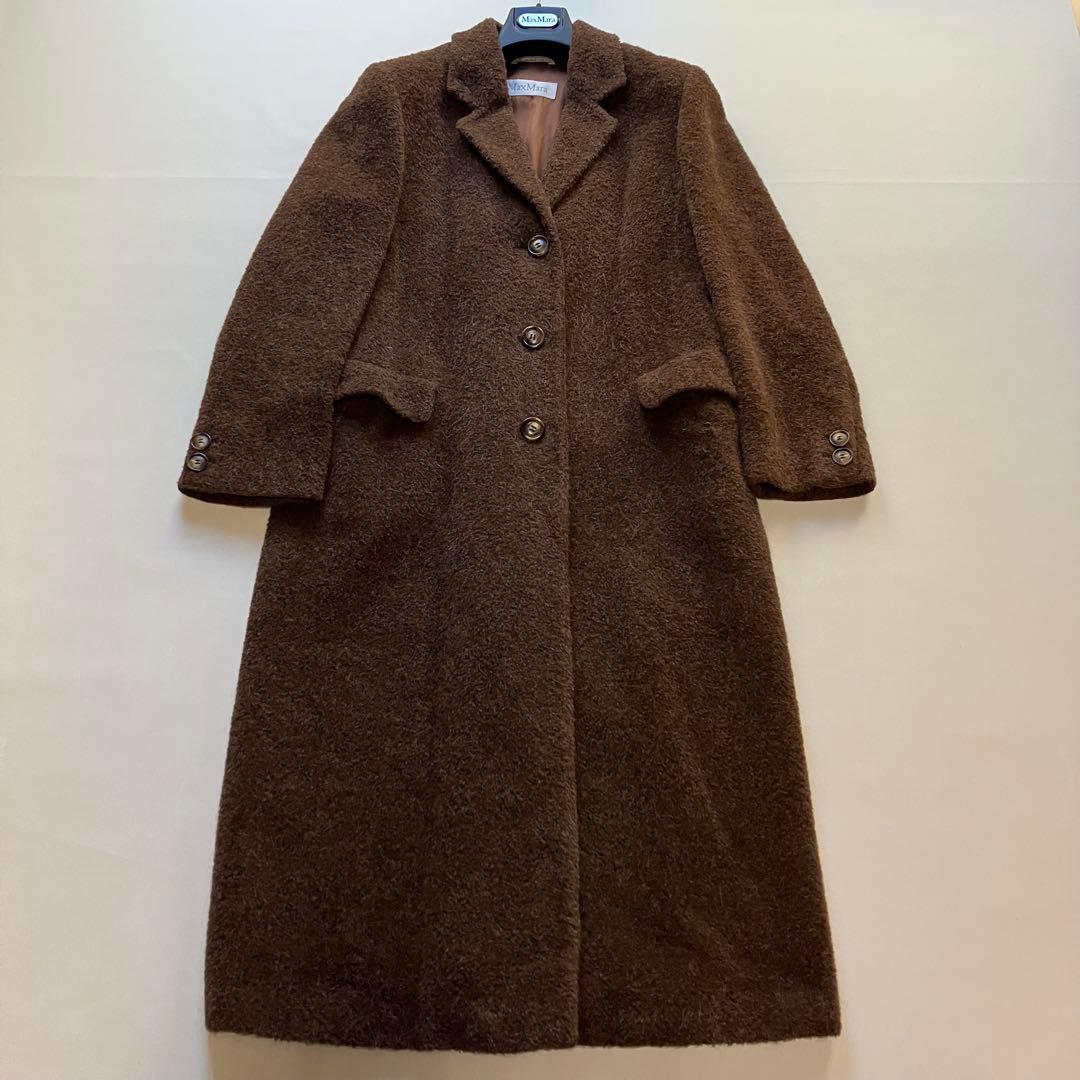 マックスマーラ アルパカ ウール マキシ チェスターコート 丈117