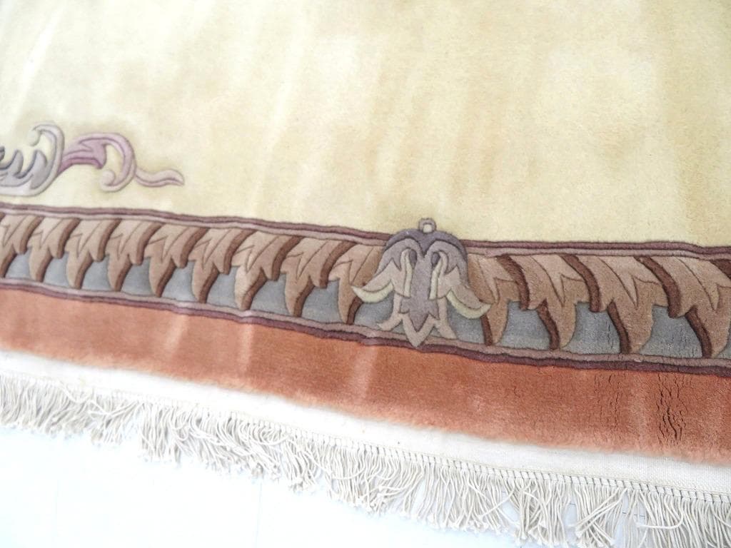 未使用品　中国段通　ウール　肉厚　大判　カーペット　絨毯　ラグ　和モダン