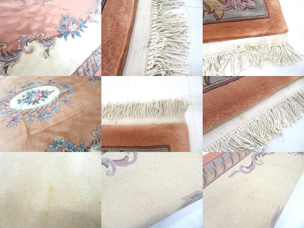 未使用品　中国段通　ウール　肉厚　大判　カーペット　絨毯　ラグ　和モダン