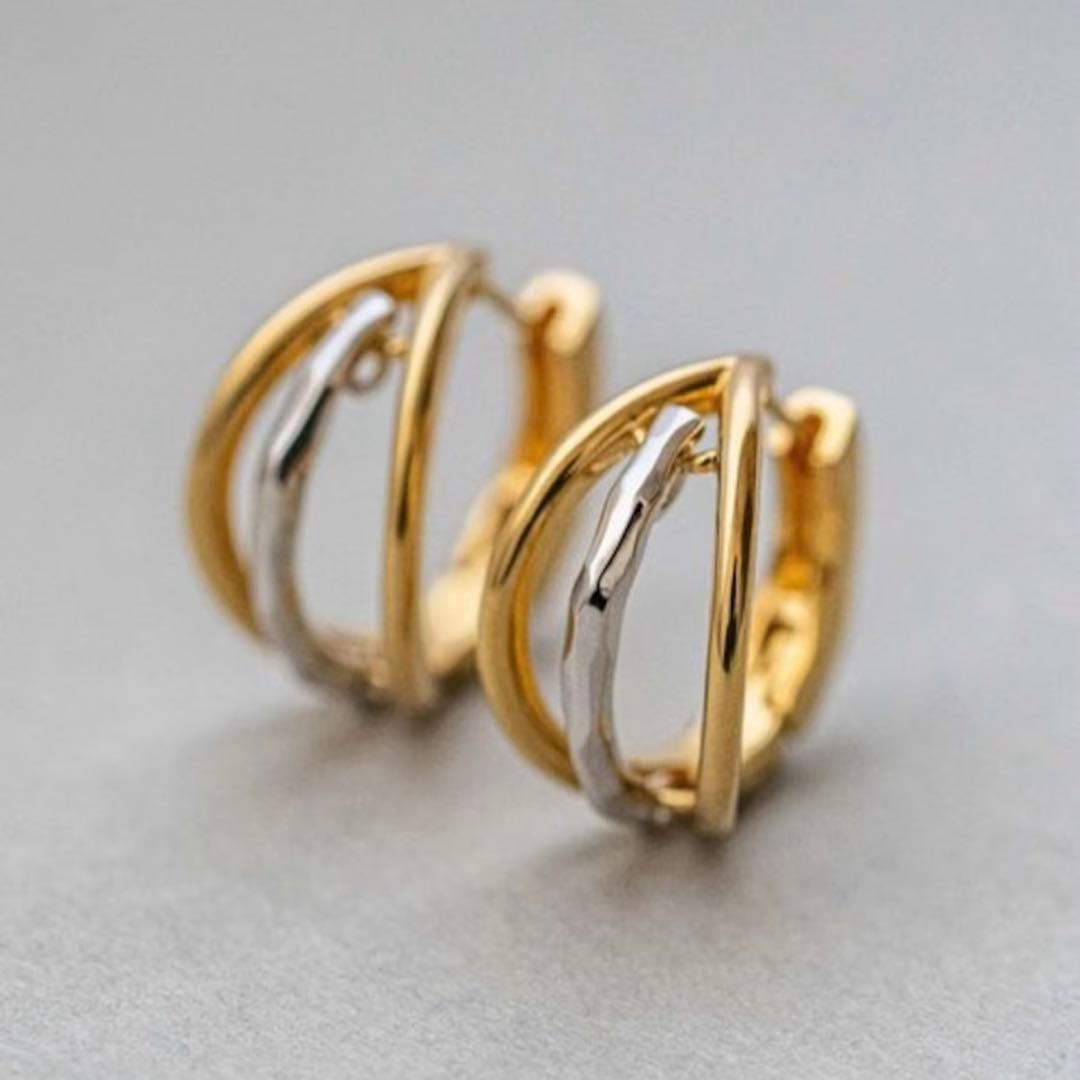 ete コンビフープピアス SV925 ポストK18 箱・保証書付き