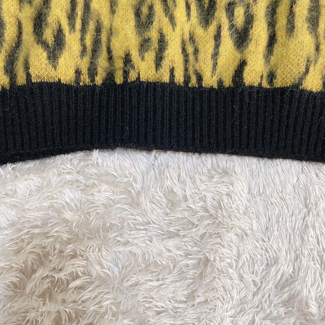 希少　完売品　ワコマリア　モヘア　カーディガン　レオパード　イエロー　Ｍ　メンズ