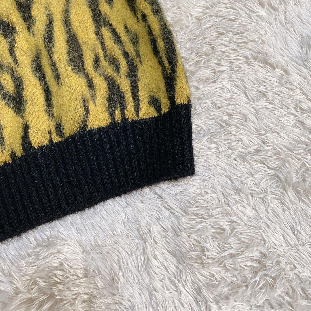 希少　完売品　ワコマリア　モヘア　カーディガン　レオパード　イエロー　Ｍ　メンズ