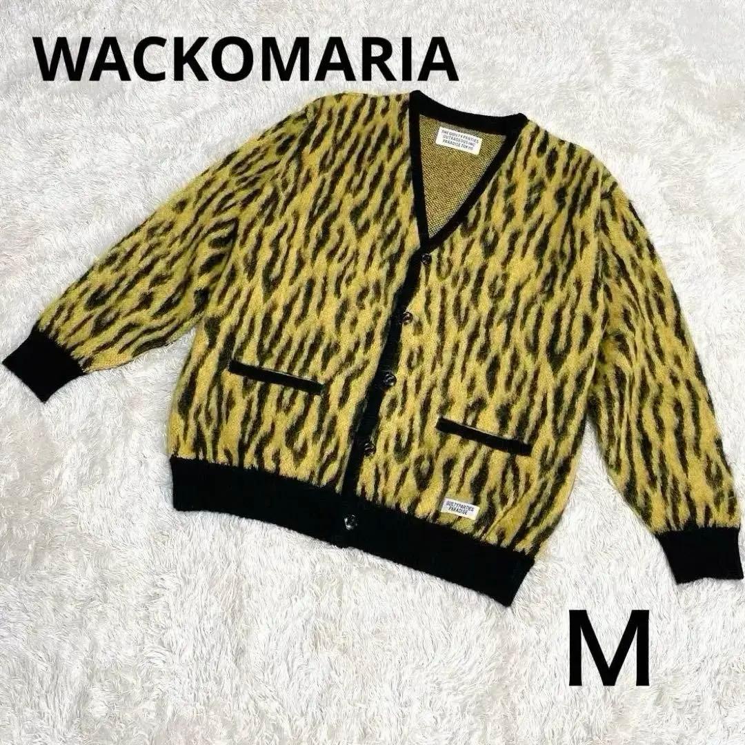 希少　完売品　ワコマリア　モヘア　カーディガン　レオパード　イエロー　Ｍ　メンズ