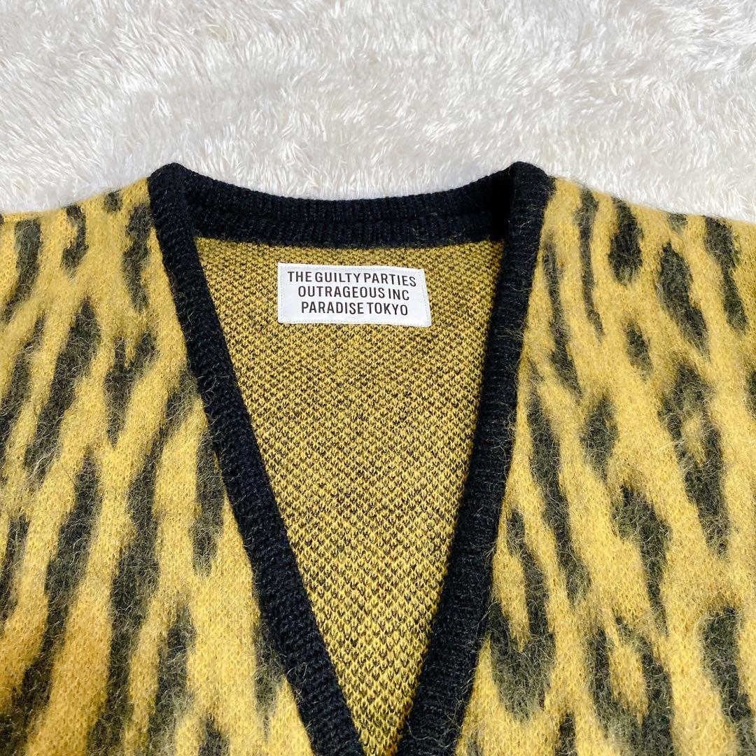 希少　完売品　ワコマリア　モヘア　カーディガン　レオパード　イエロー　Ｍ　メンズ