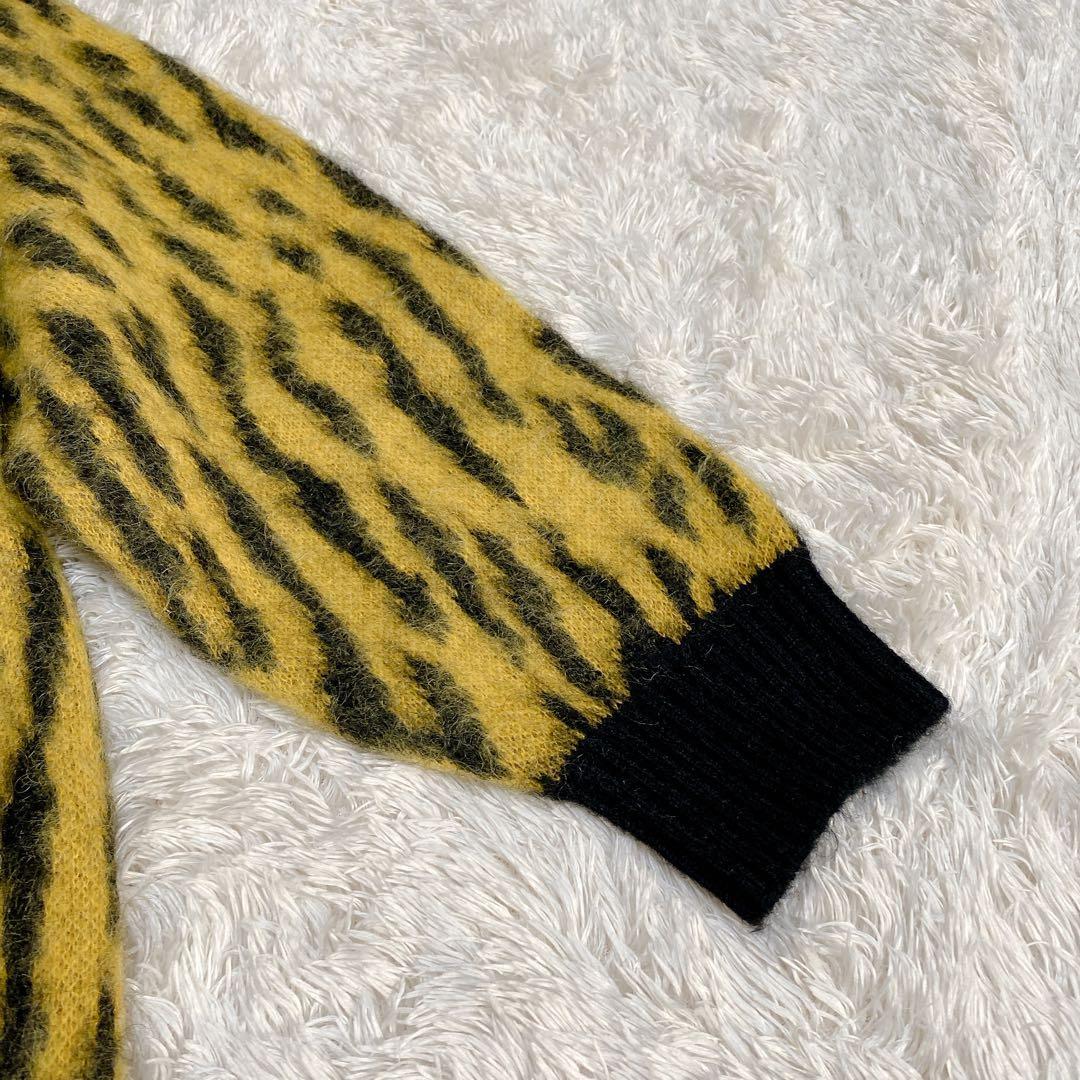 希少　完売品　ワコマリア　モヘア　カーディガン　レオパード　イエロー　Ｍ　メンズ