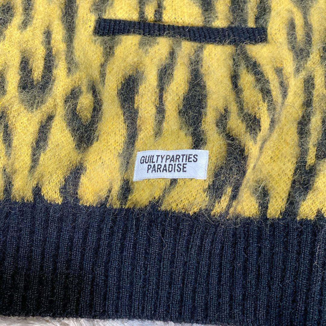 希少　完売品　ワコマリア　モヘア　カーディガン　レオパード　イエロー　Ｍ　メンズ
