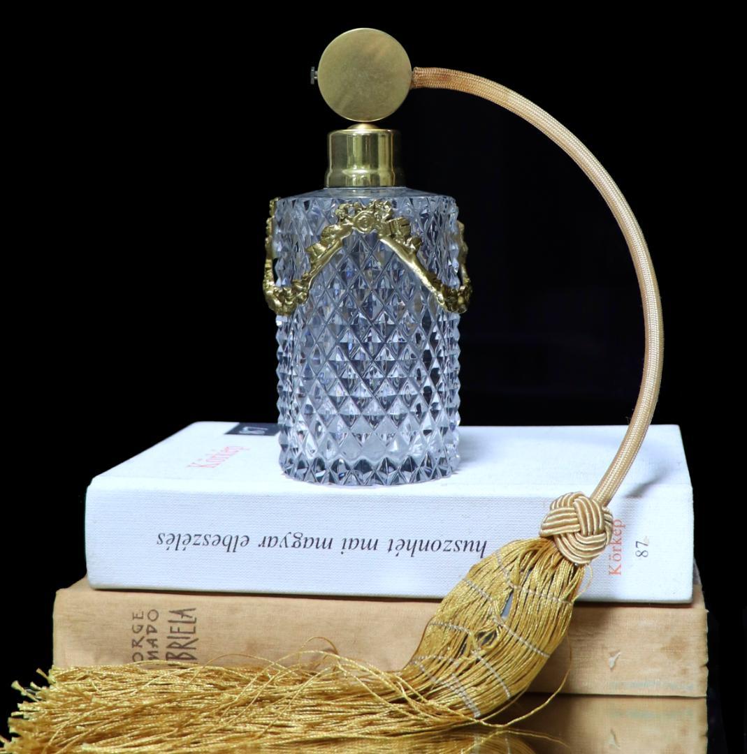 オールド・バカラ 珍品 ブロンズ装飾 ディアマンビゾー バルブ式アトマイザー