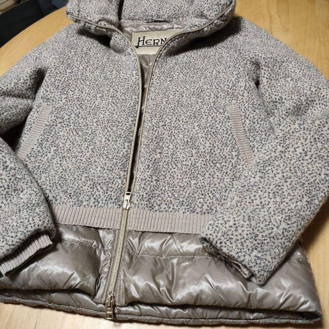 美品✨HERNO ヘルノ 素材切替 ウール　ダウンジャケット　40