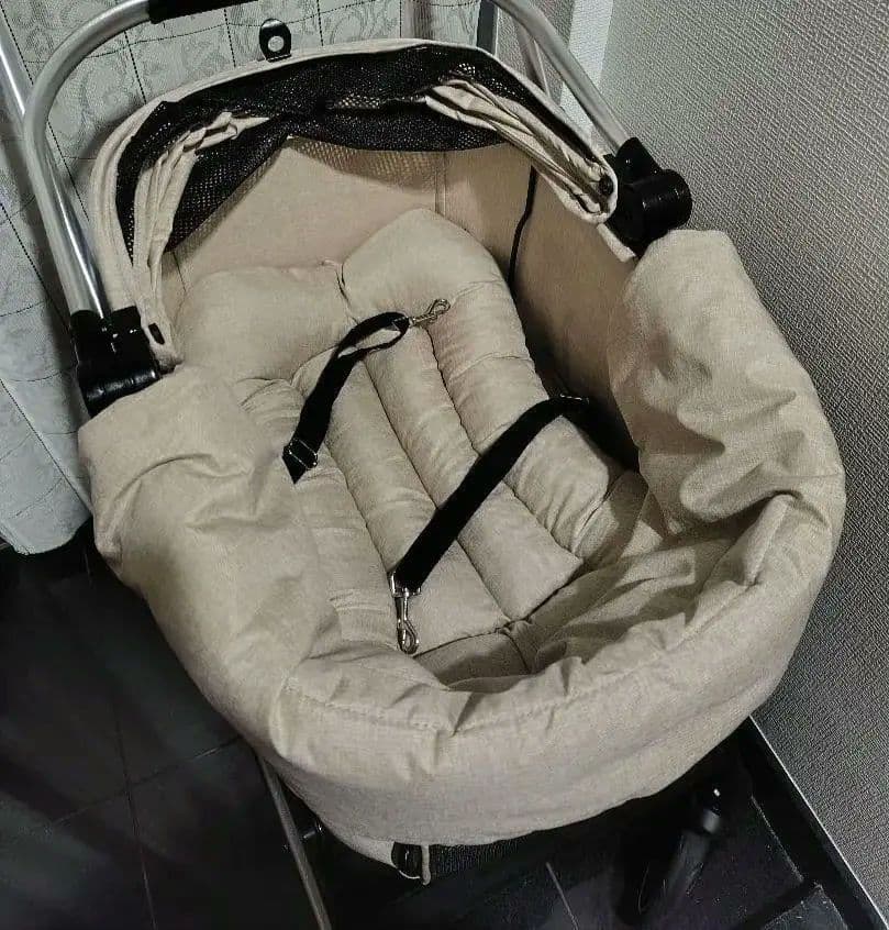 期間限定価格　bow＆mew　分離　自立　ペットカート　ベージュ　クッション付