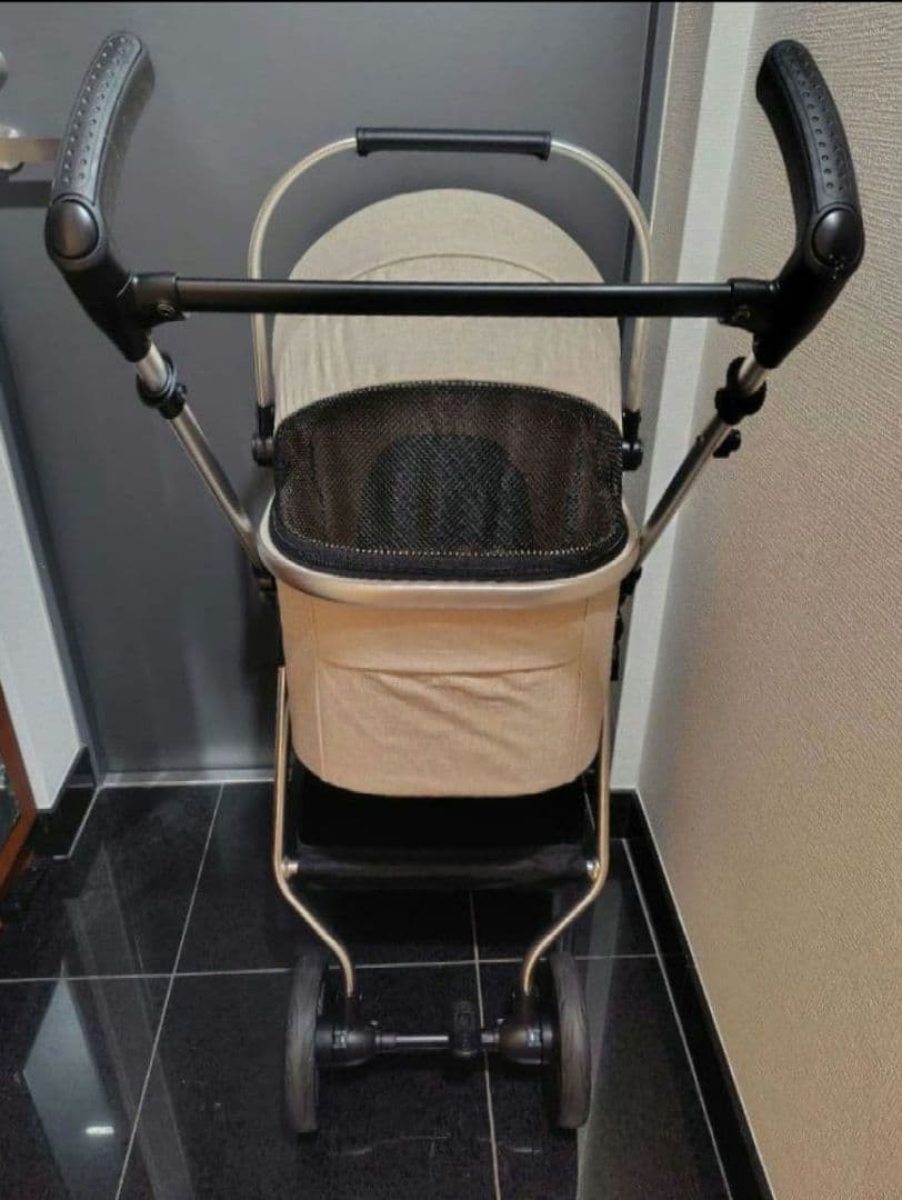 期間限定価格　bow＆mew　分離　自立　ペットカート　ベージュ　クッション付