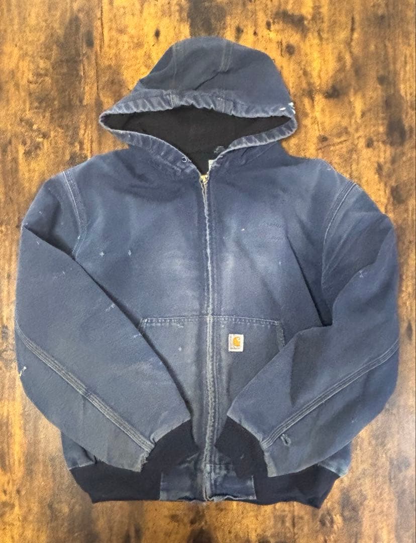 Carhartt アクティブジャケット ネイビー　フェード ボロ　USA製　L