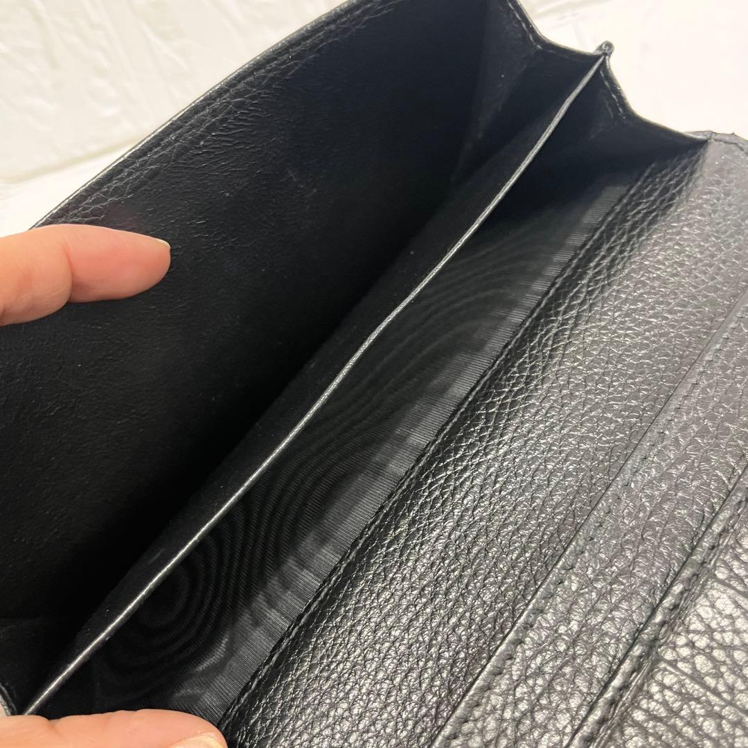美品✨GUCCI 長財布　GGキャンバス レザー　ブラック　メンズ　Wホック