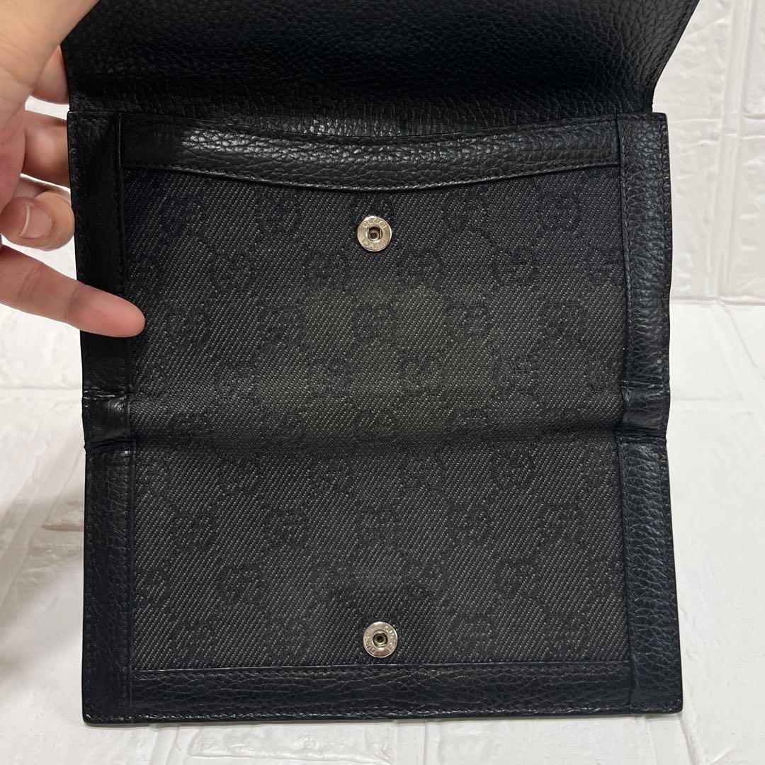 美品✨GUCCI 長財布　GGキャンバス レザー　ブラック　メンズ　Wホック