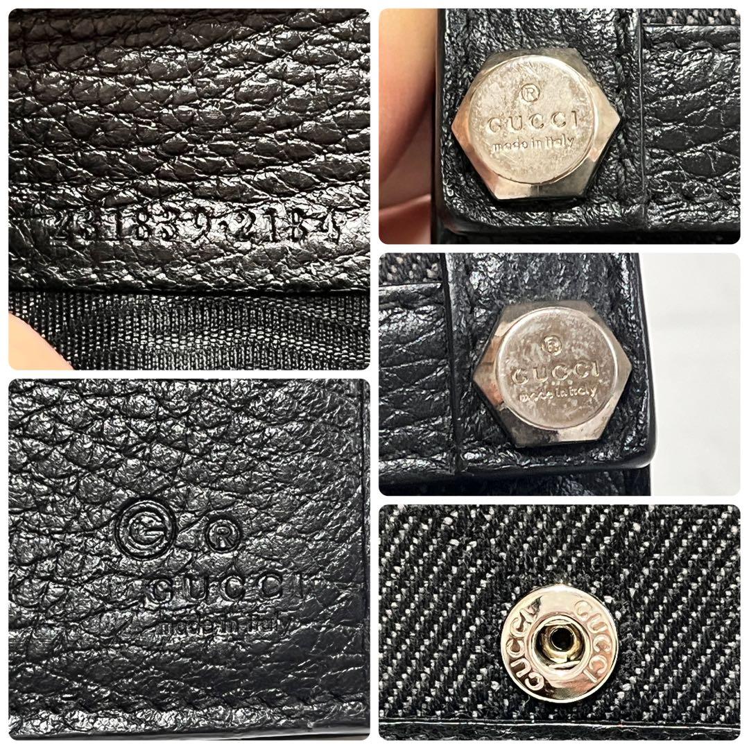 美品✨GUCCI 長財布　GGキャンバス レザー　ブラック　メンズ　Wホック
