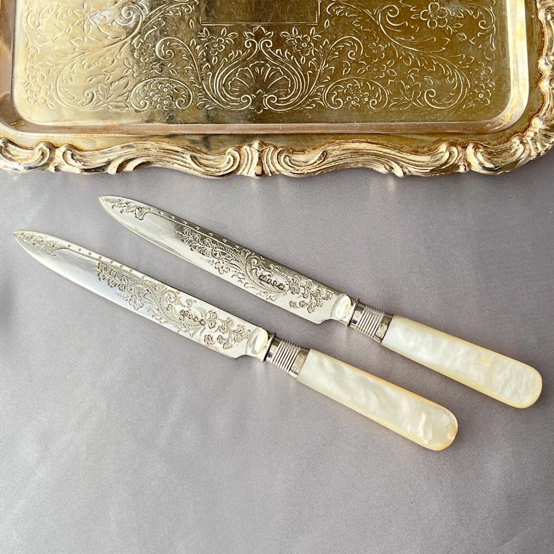 【James Deakin & Sons 】【純銀継手 / 白蝶貝】ティーナイフ