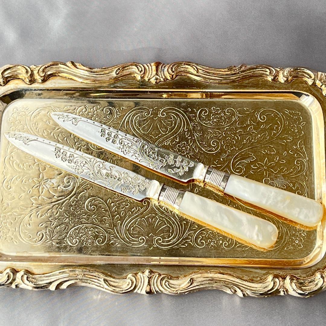 【James Deakin & Sons 】【純銀継手 / 白蝶貝】ティーナイフ