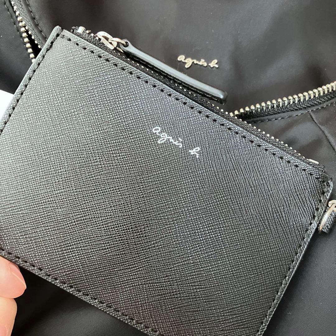 【美品】agnes b. ナイロンブラックバックパック ポーチ付　アニエスベー