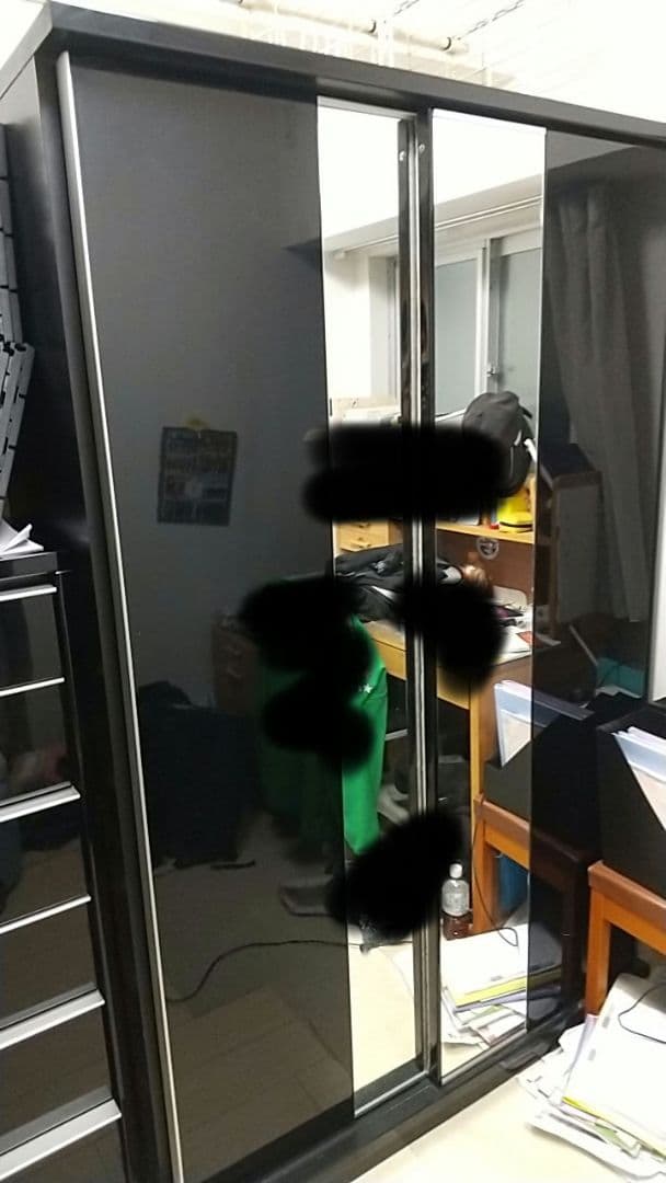 ブラック 5段チェスト、開き戸タンス