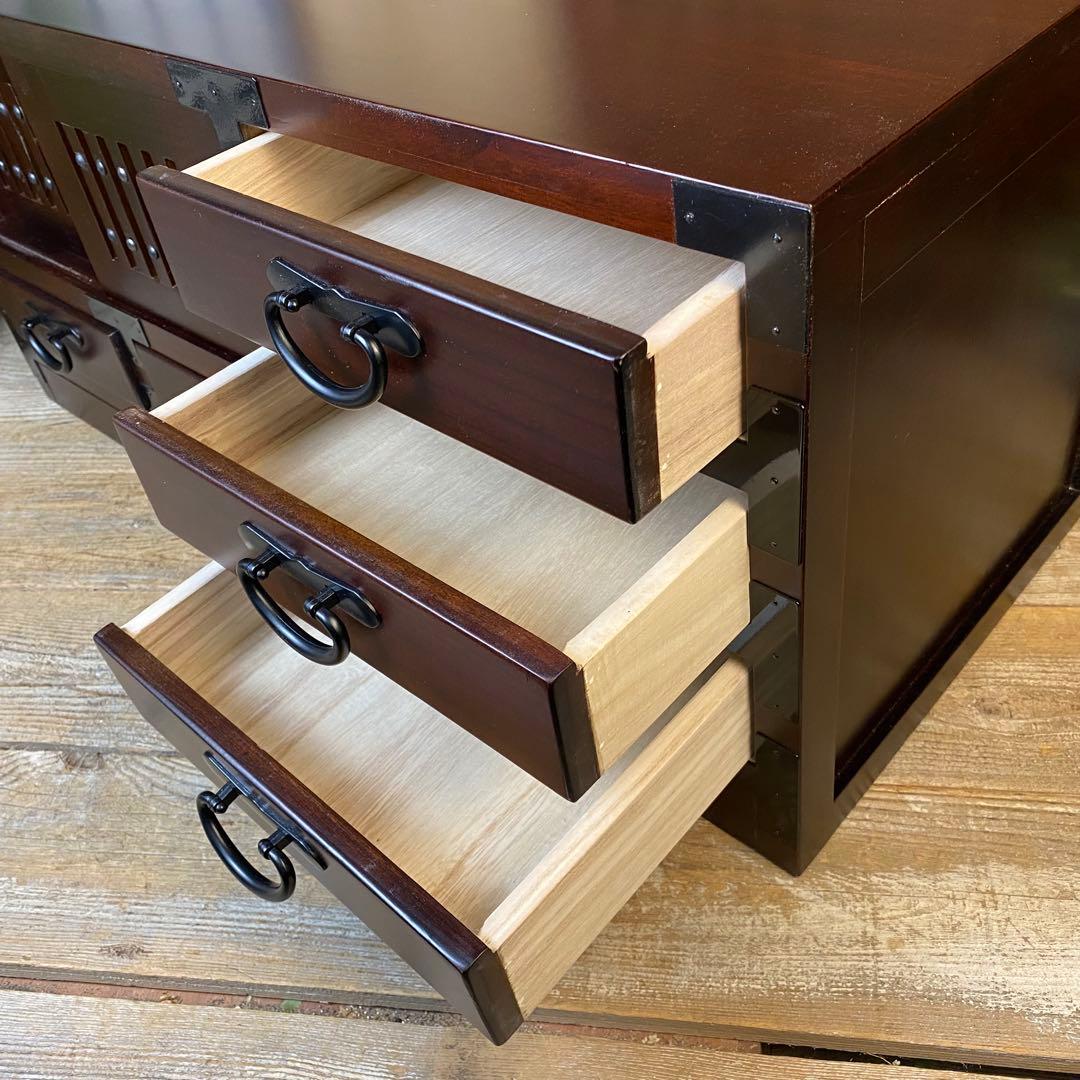 再入荷！民芸家具桐材天然無垢和引き戸付きチェストテレビ台飾り棚収納和箪笥木製