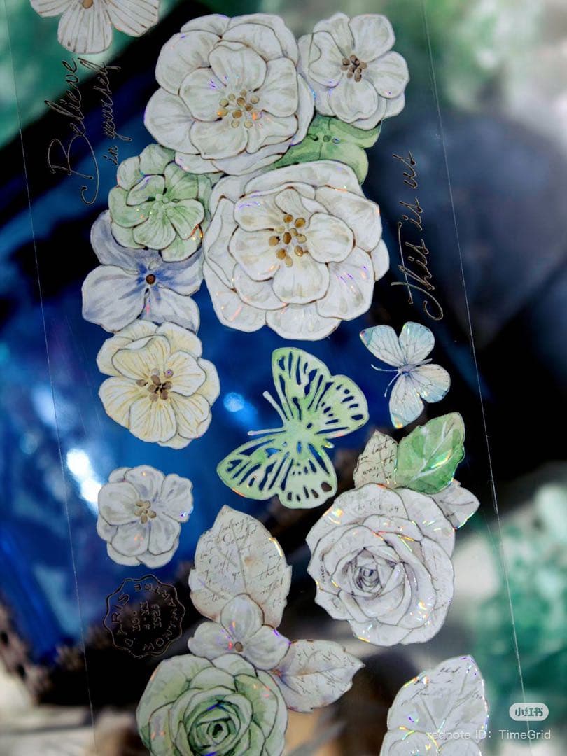 时间格子《茶玫手礼》海外マスキングテープ　マステ 【2385】