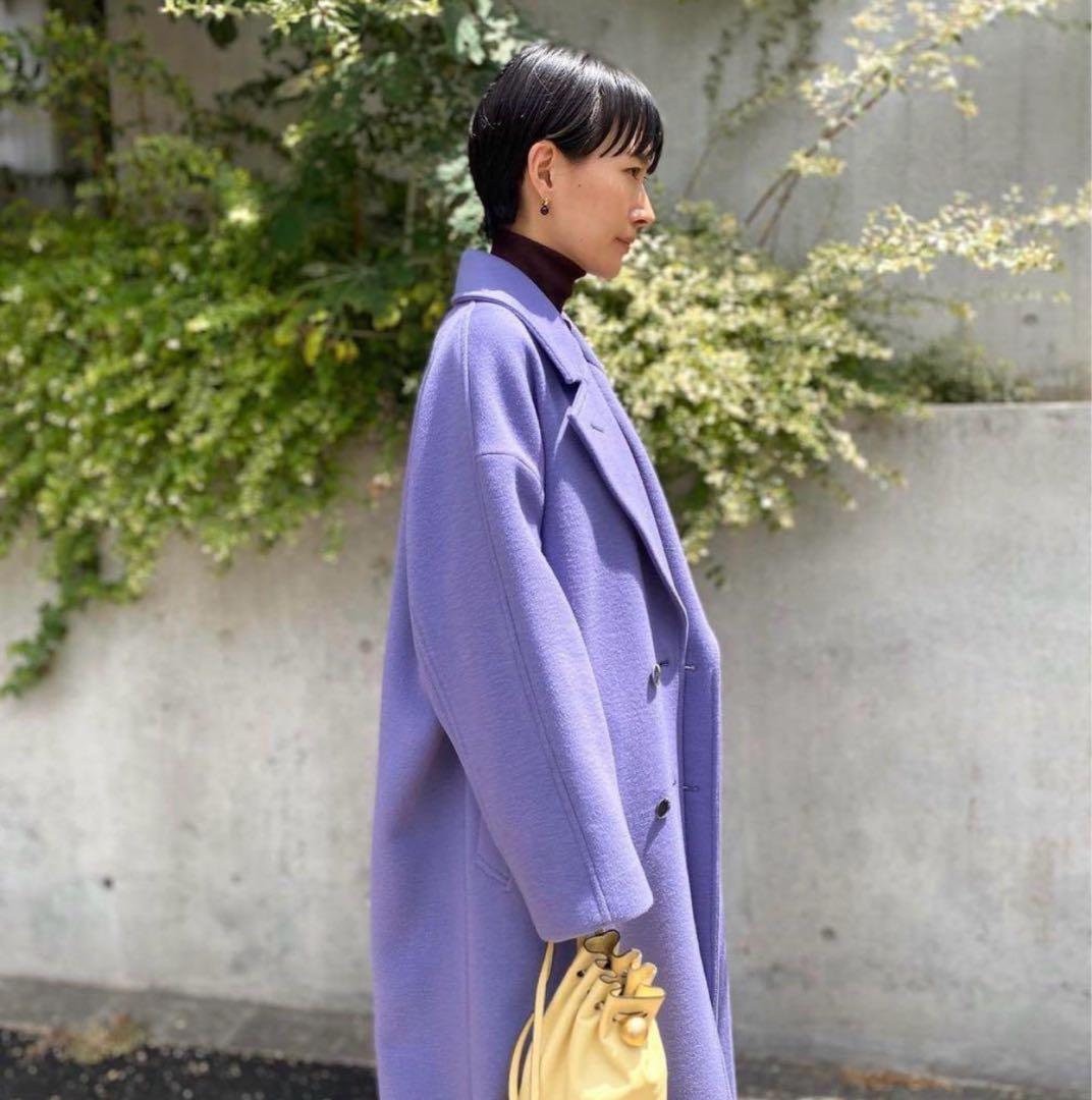 STUNNING LURE ウールカシミアロングコート　パープル