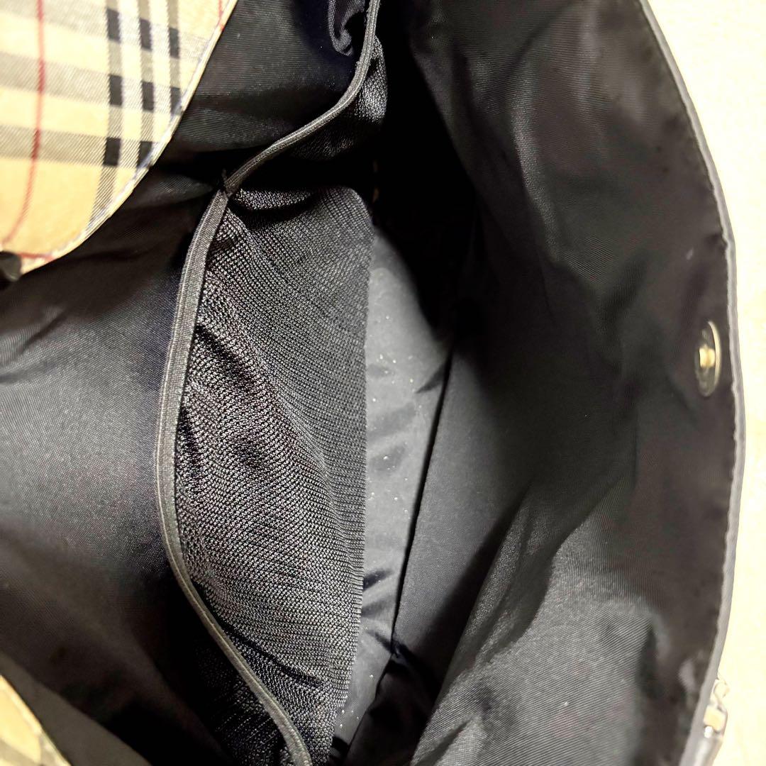 バーバリー　ノバチェック　トートバッグ　マザーズバッグ　黒　大容量　肩掛け