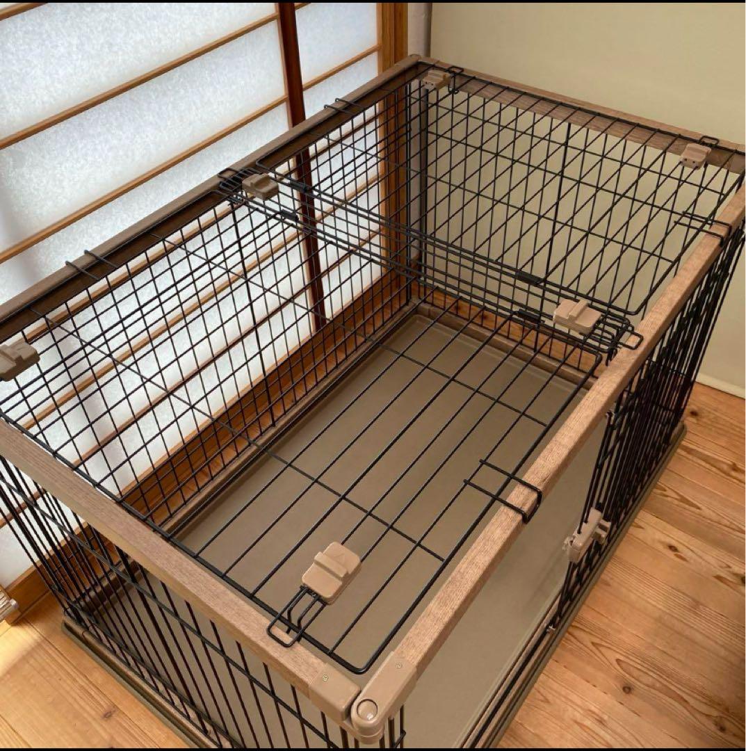 【美品】アイリスオーヤマ 犬 サークル ウッディサークル ブラウン