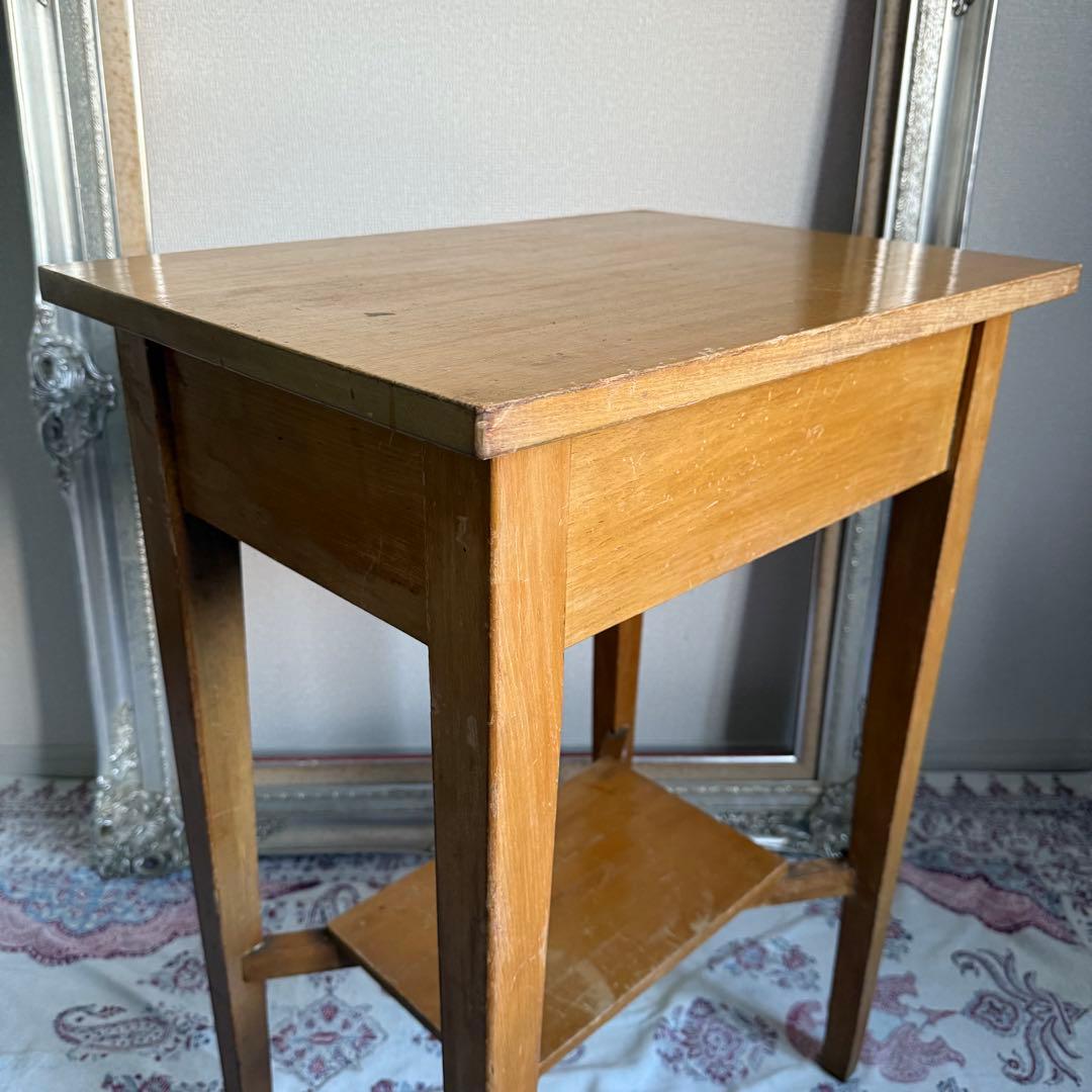 ビンテージ　昭和レトロ　サイドテーブル　花台　古道具　家具　店舗什器　木製