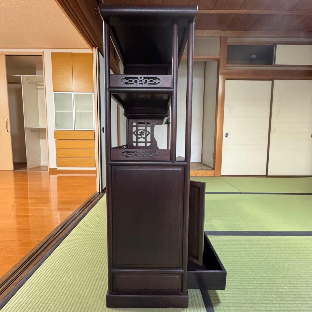【美品】唐木 棚　無垢 茶棚 高さ違い棚 茶箪笥 レトロ　送料込