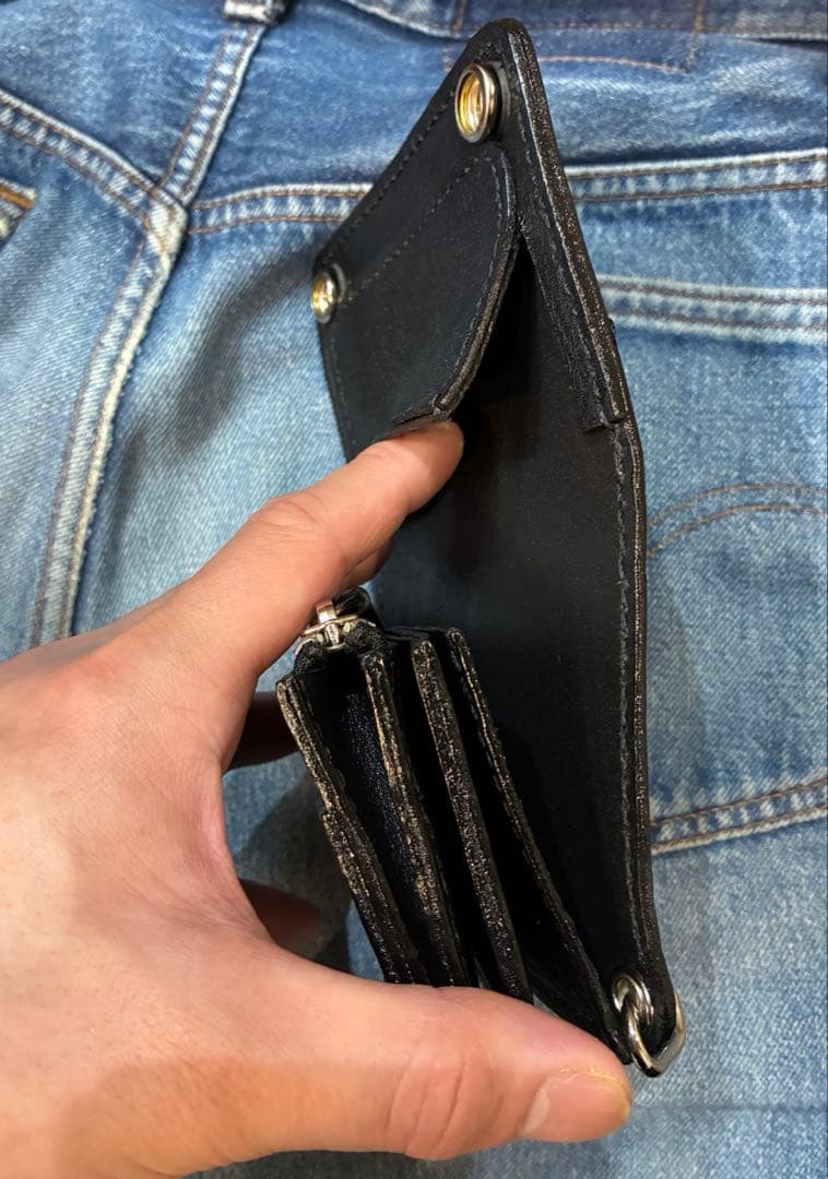 トラッカーウォレット　ショート　シュリンク　合金シルバー　クロスボール　※即納品