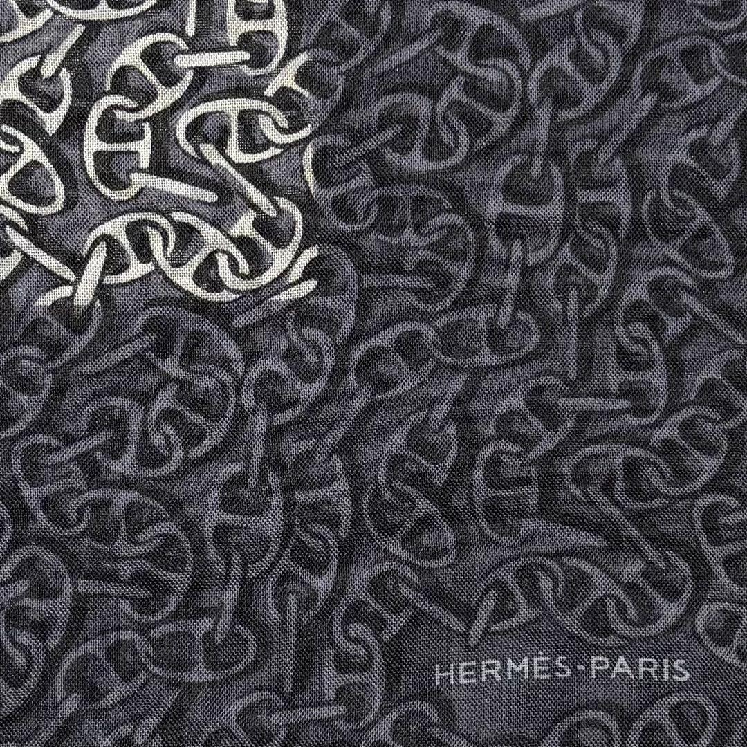 エルメス　大判スカーフ　ストール シェーヌダンクル柄　ウール×シルク