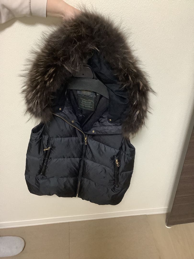 チャイニーズラクーン　黒　西川ダウン　ナノユニバース　ベスト　40 タヌキ