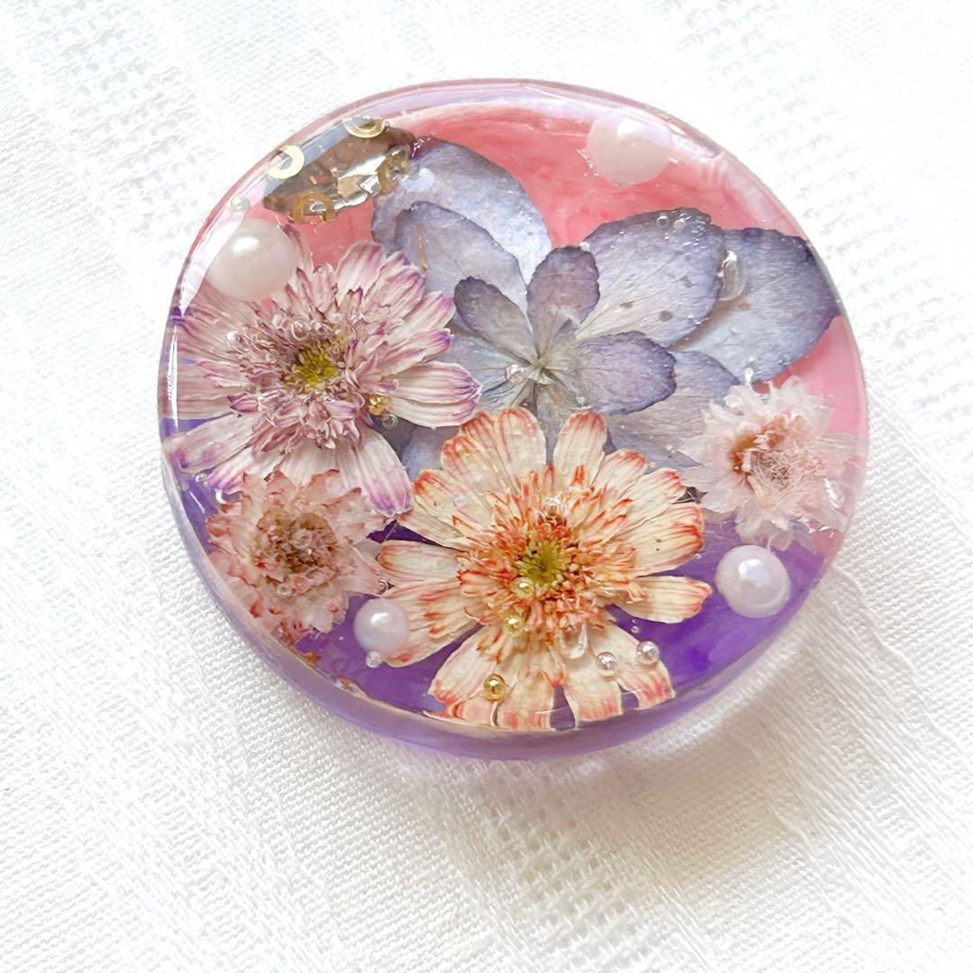 No.2550 ハンドメイド　ヘアゴム　レジン　ドライフラワー