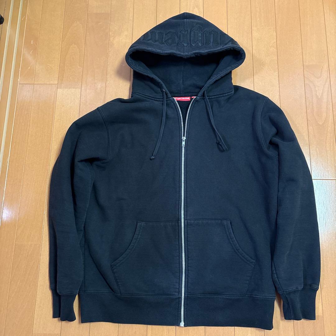 Supreme ブラック ジップアップパーカー