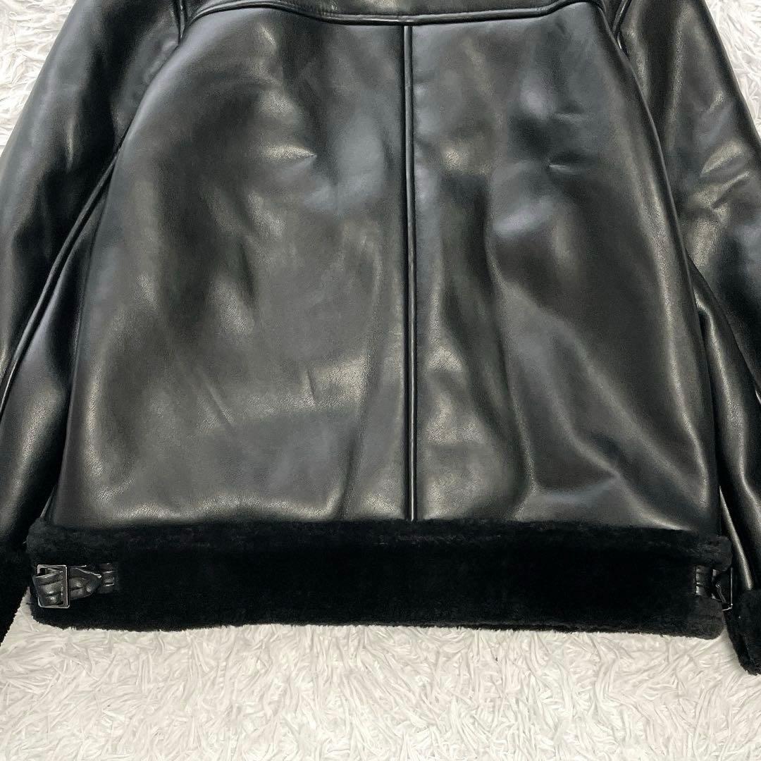 極美品✨大きいサイズ6✨ICB ボアレザージャケット フェイクレザー ブラック