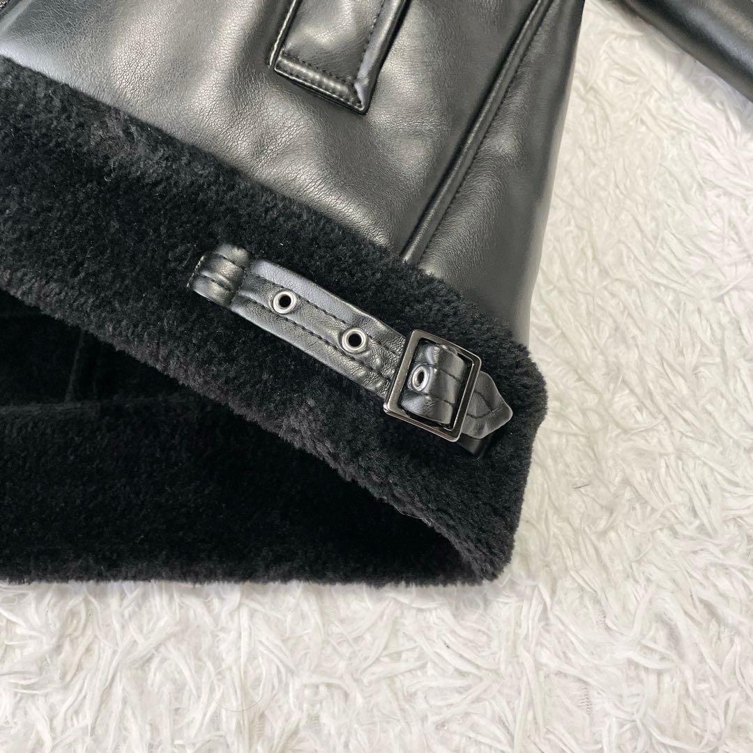 極美品✨大きいサイズ6✨ICB ボアレザージャケット フェイクレザー ブラック