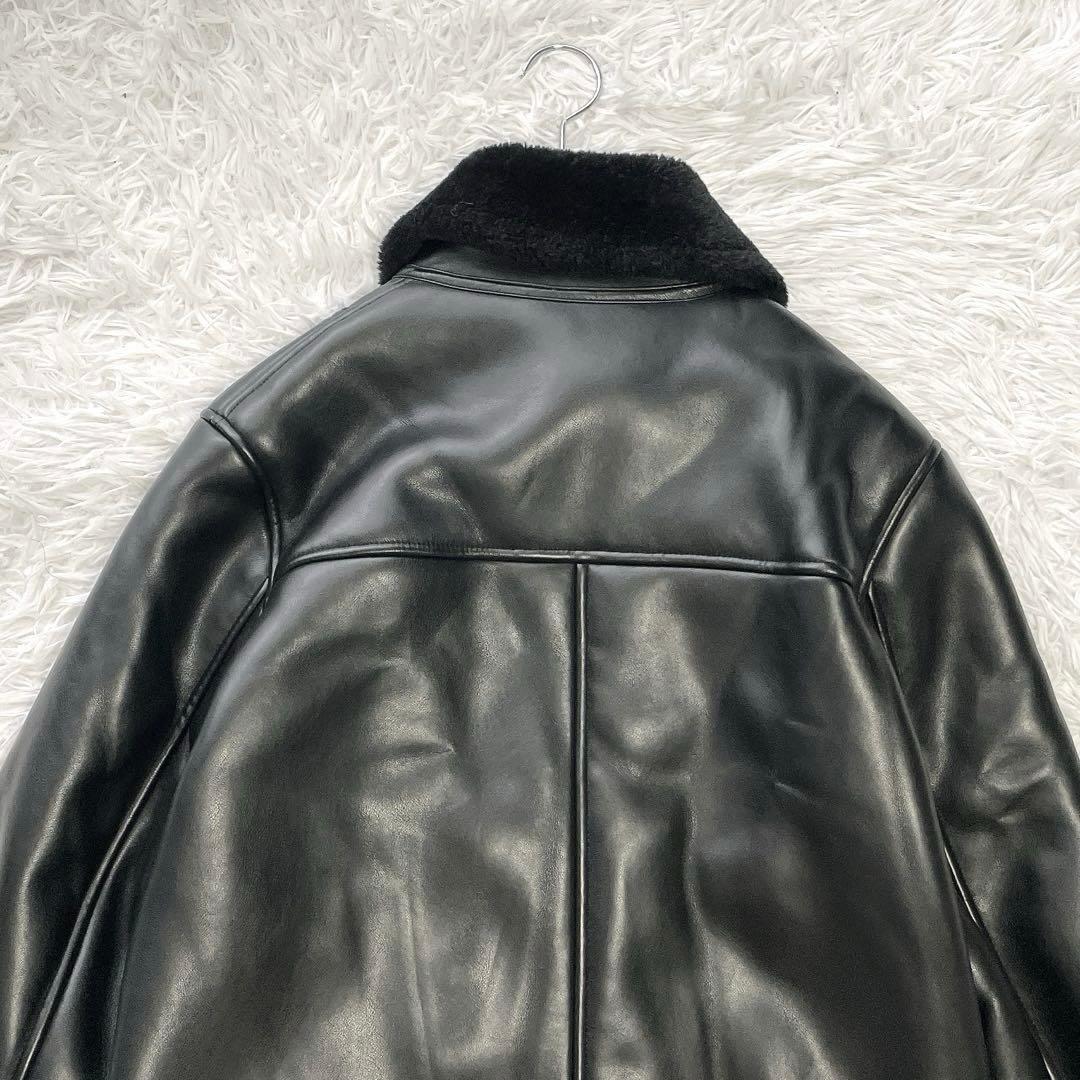極美品✨大きいサイズ6✨ICB ボアレザージャケット フェイクレザー ブラック