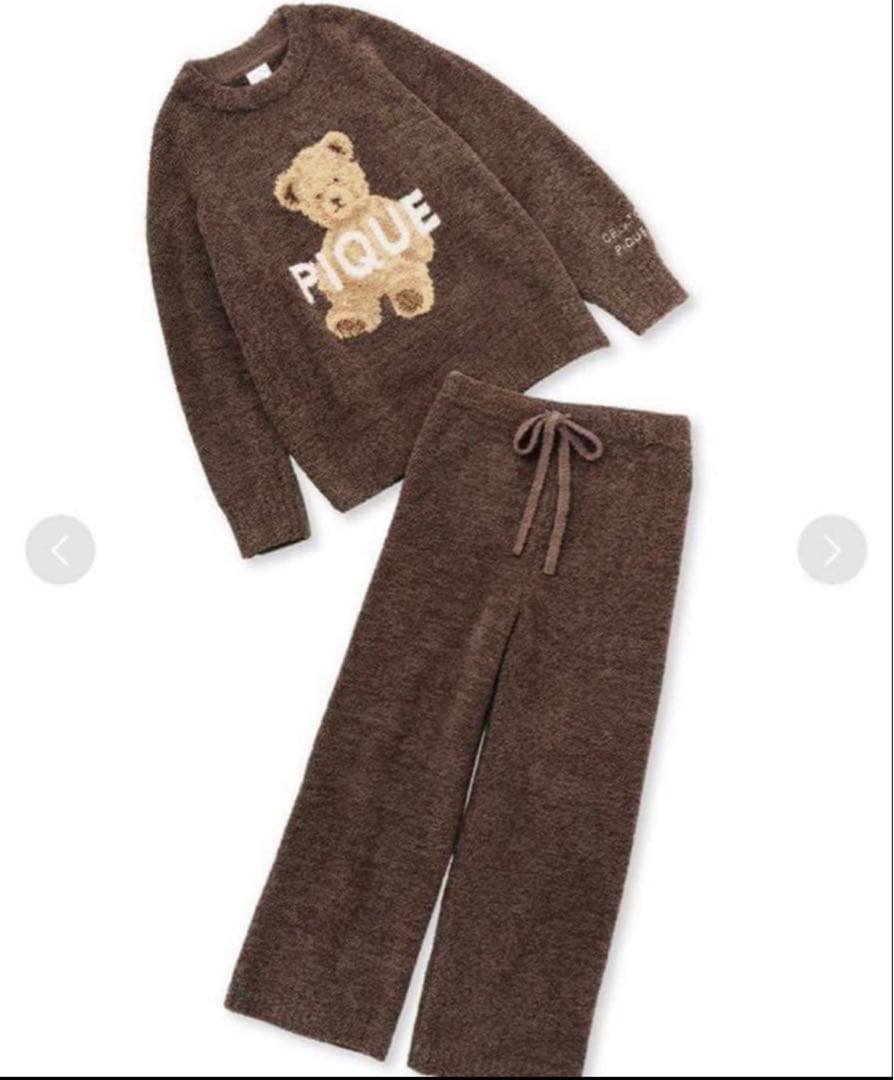 ジェラピケ　パウダーメランジベアジャガードプルオーバー&ロングパンツセット