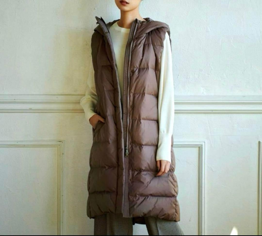 美品 プラステ ロングダウンベスト ネイビー ダウンコート ブルゾン