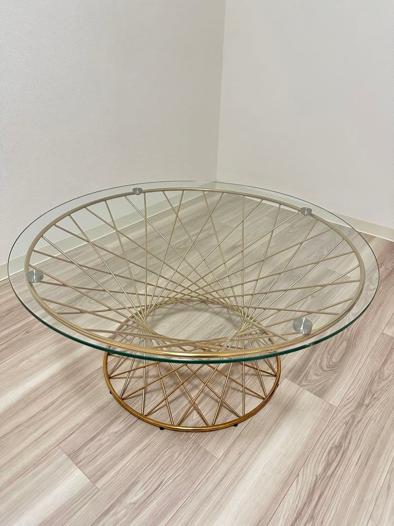 フランフラン ガラステーブル コーヒーテーブル クリア×ゴールド