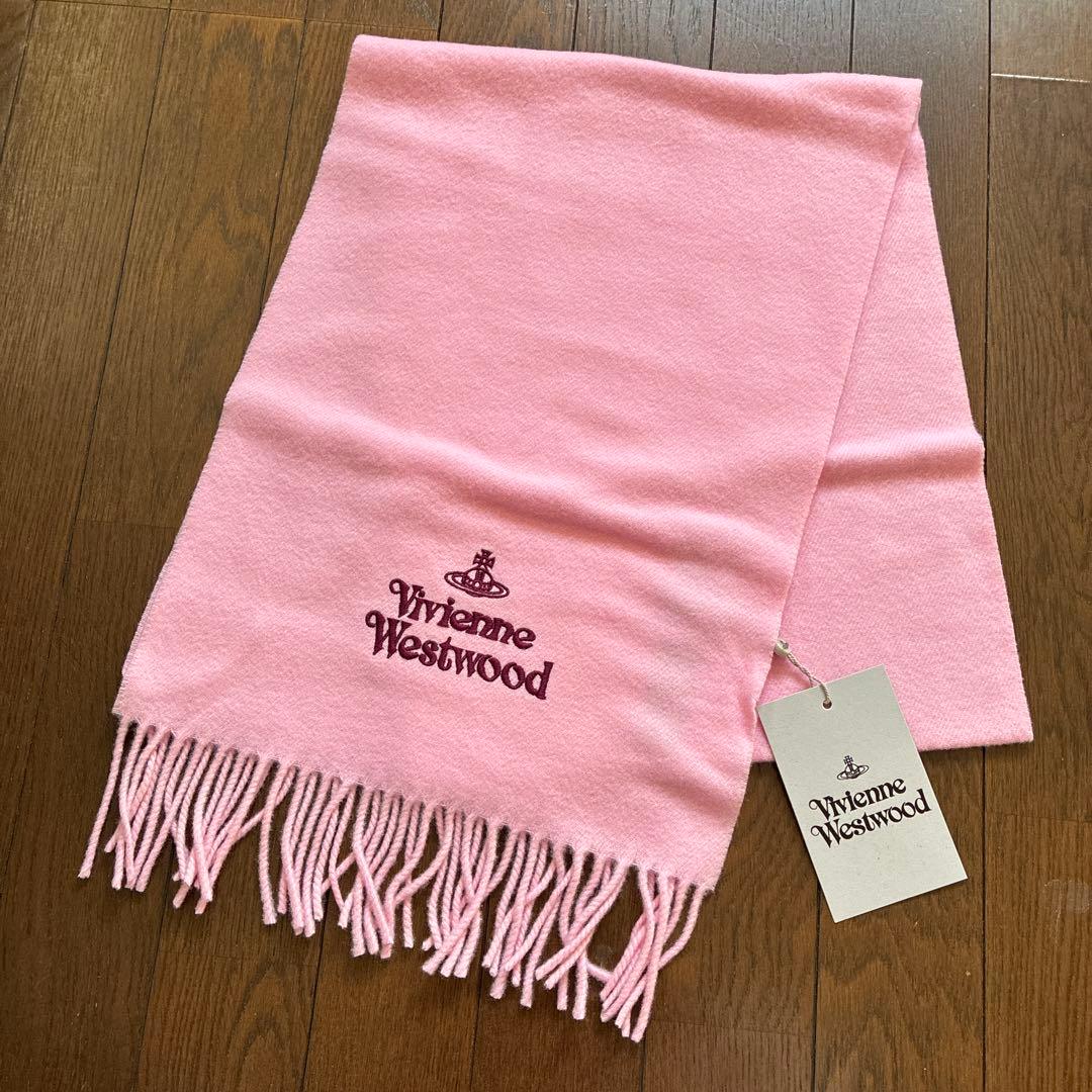 【未使用品】ヴィヴィアンウエストウッド オーブ 刺繍 マフラー ピンク